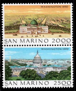 San Marino Scott 1190-1191a World Stamp Expo 1989 pair MNH**