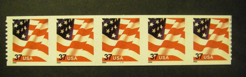 Scott 3632, 37 cent Waving Flag, PNC5 #7777, MNH