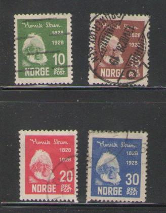 Norway Sc 132-5 1928 Ibsen stamps used