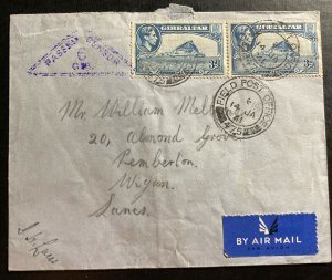 1941 Field Post 475 Gibraltar Airmail Censored Cover To Lancs England