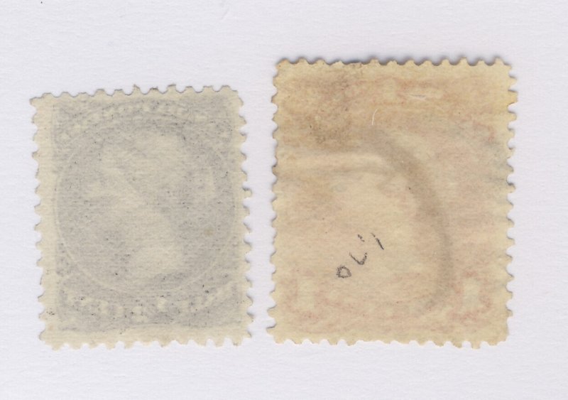 Canada Large Queen Stamps #21 - 1/2c F/VF MNG, #22-1c FINE Used  GV= $150.00