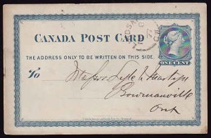 Canada-cover #11834 - 1c QV postal stationery - Victoria County - Lindsay, CW si