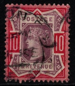 GB SG210 1887 10d DULL PURPLE & CARMINE USED