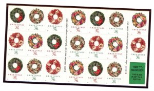 US  3252c  Christmas Wreaths - Conv Booklet of 20 - MNH - 1998 - B555555