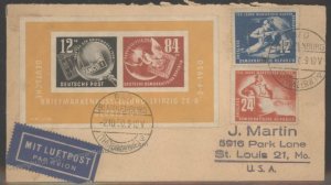 Germany 1950 DDR DEBRIA Block 7 Cover USA Bad Blankenberg 104226