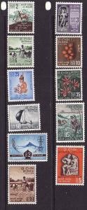 D3-Ceylon-Scott#346-56-Unused hinged definitive set-1958-59-