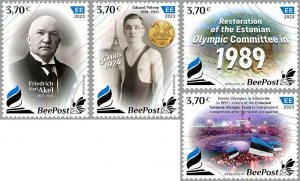 Estonia 2023 Olympic History 1923-2023 NOC 100 ann BeePost set of 4 stamps MNH