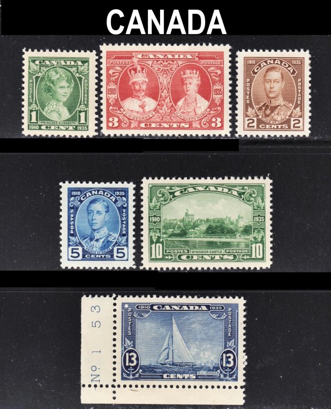 Canada Scott 211-16 complete set F to VF mint OG H.