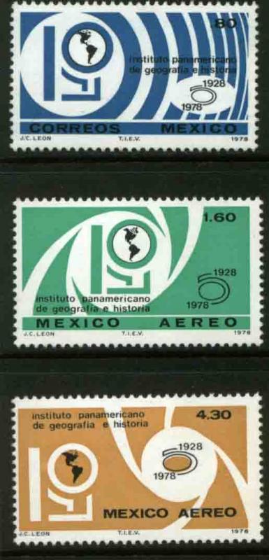 MEXICO 1162,C574-C575 PanAm Inst. of Geography & History MNH