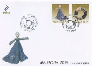 Faroe Islands Stamps 2015 FDC Europa Old Toys Dolls 2v Set