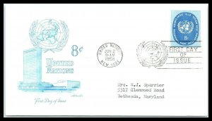 1958 UNITED NATIONS FDC Cover - New York, UN 8c Stamp T10 