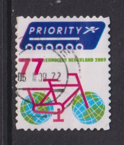 Netherlands  #1324 used 2009  bicycle stamp + etiquette  77c