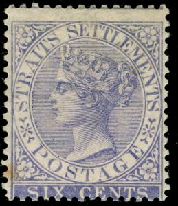 MALAYSIA - Straits Settlements SG13a, 6c bright lilac, M MINT. Cat £170.