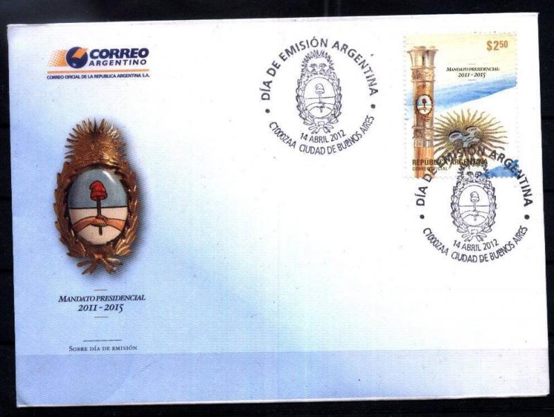 ARGENTINA 2012, NEW PRESIDENTIAL ELECTION FLAG  YV 2943 FDC