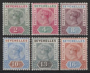 SEYCHELLES 1890 QV set 2c-16c, Die II.