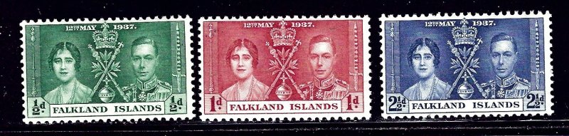 Falkland Is 81-83 MH 1937 KGVI Coronation    (ap1783)