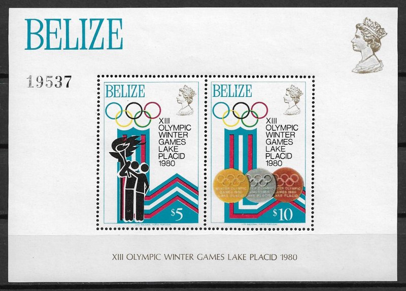 1980 Belize 469 XIII Winter Olympics MNH S/S