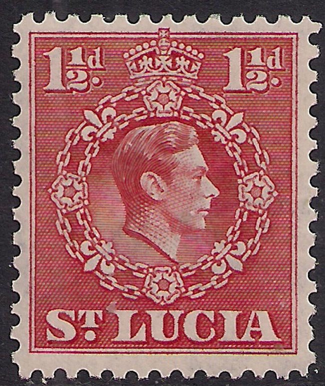 St Lucia 1938 - 48 KGV1 1 1/2d Scarlet MM SG 130a ( A422 )
