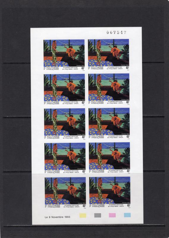 French Polynesia 1993 Sc# 629-32 Paintings/Music 4 Mini-Sheetlets Imperforated