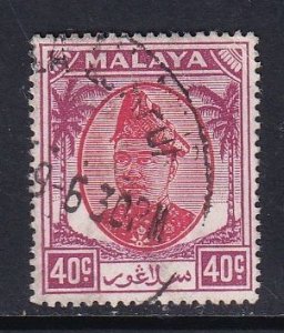 Malaya Selangor  #90 used 1949  Sultan 40c