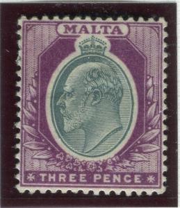 MALTA; 1903-04 early Ed VII issue fine Mint hinged Shade of 3d. value