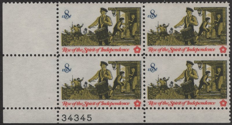 SC#1479 8¢ Bicentennial: Drummer Plate Block: LL #34345 (1973) MNH