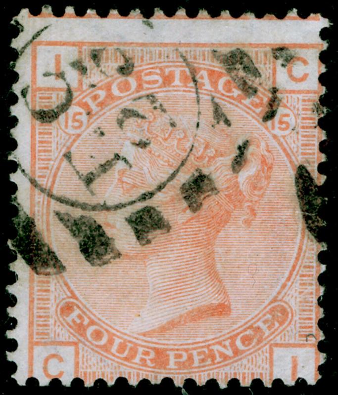 SG152, 4d vermilion plate 15, USED. Cat £525. CI