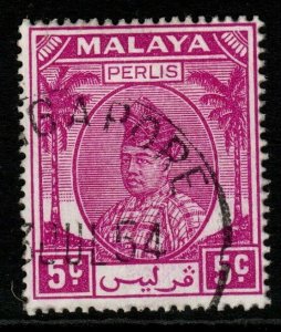 MALAYA PERLIS SG11 1952 5c BRIGHT PURPLE FINE USED