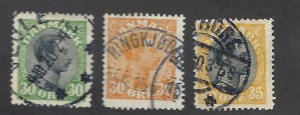 Denmark SC#111, 114-115 Used F-VF SCV$12.25...nice bargain!!