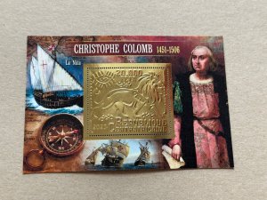 Ships, Columbus 2023 year 6 blocks Foil. Gold perforated  NEW MNH**