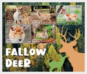 Stamps of Antigua and Barbuda 2022 (Pre-Order) - Fallow Deer -  Sheet.