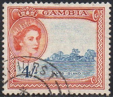 Gambia 1953 4/- James Island used