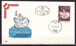 Austria, Scott cat. 786. Blue Danube Waltz issue. First day cover.