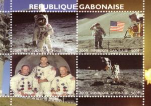 Gabon 2009  40th anniversary of the first men on the Moon Shlt (4) Perforated