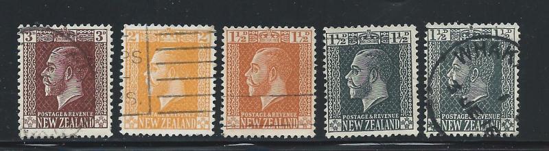 NEW ZEALAND SC# 160-4 F-VF U 1916-19