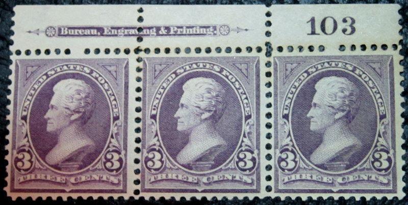 U.S. 268 FVF MNH Plte Strp/3 SCV$400.00