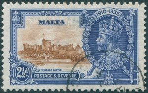 Malta 1935 2½d brown & deep blue Jubilee SG211 used