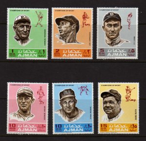 Ajman #388-93 Champions Sports Baseball Players Babe Ruth  MNH Cpl.