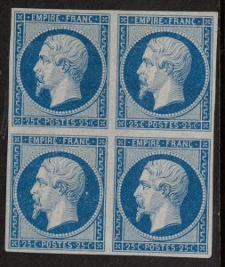 France #13 (Y & T #15) Extra Fine Mint Block Full Original But Bit Disturbed Gum