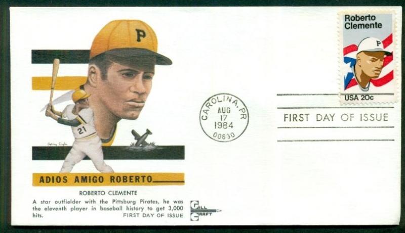 ROBERTO CLEMENTE FDC Adios Amigo GILL CRAFT CACHET