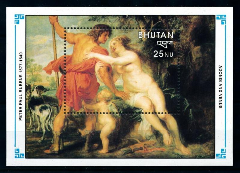 [100181] Bhutan 1991 Art Painting Rubens Adonis and Venus Sheet MNH