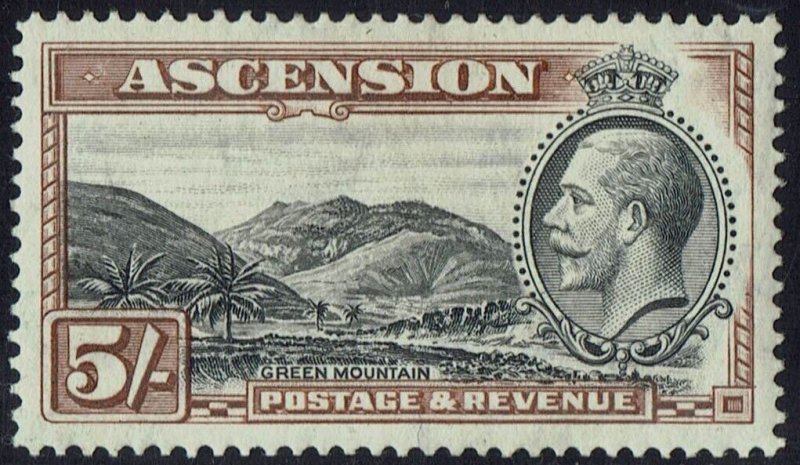 ASCENSION 1934 KGV GREEN MOUNTAIN 5/- 