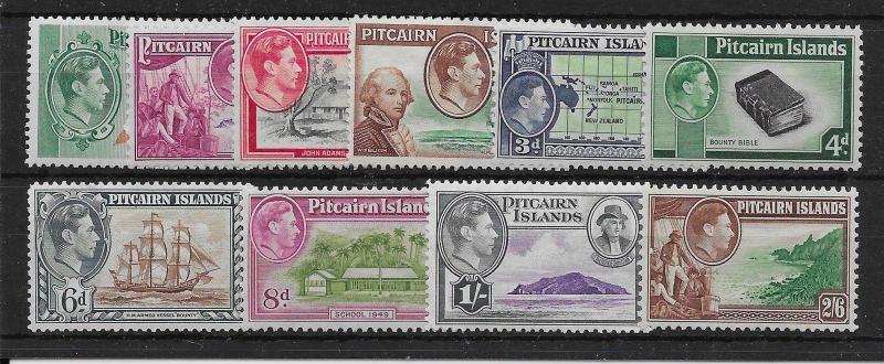 PITCAIRN ISLANDS SG1/8 1940-51 DEFINITIVE SET MTD  MINT