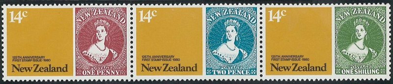 Scott: 703b New Zealand - Stamp Anniversary - strip, MNH