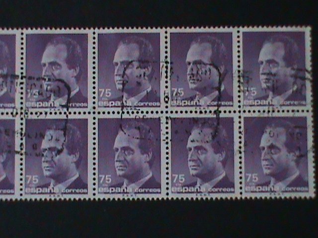 SPAIN-1989-SC# 2440-JUAN CARLOS CTO BLOCK OF10 VF FANCY CANCEL-KEY STAMPS