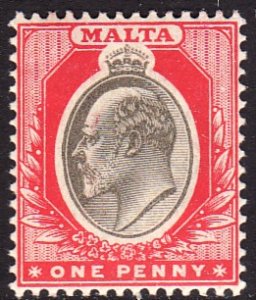 1903 - 1904 Malta KEVII 1 penny issue Wmk 2 MLH Sc# 22 CV $17.50