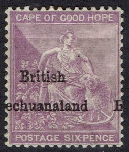 BECHUANALAND 1885 OVERPRINTED CAPE HOPE 6D VARIETY OVERPRINT SHIFTED