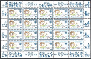 United Nations #310-311 15¢ & 31¢ Year of the Child. Two sheets of 20.  MNH