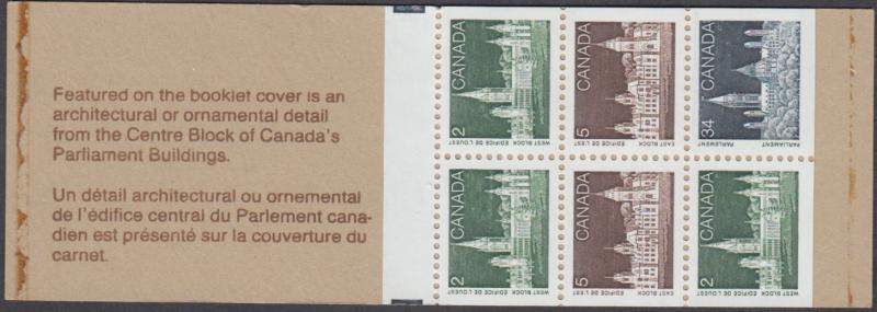 Canada - #947ai,  BK88b Parliament Buildings, Stonework Cover - MNH