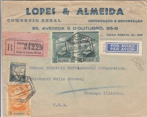 1938, Mozambique to Chicago, IL, Registered, Airmail, See Remark (12383)